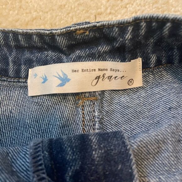 NWOT Rowyn Washed Denim Buttoned Pockets Shorts - Picture 6 of 7